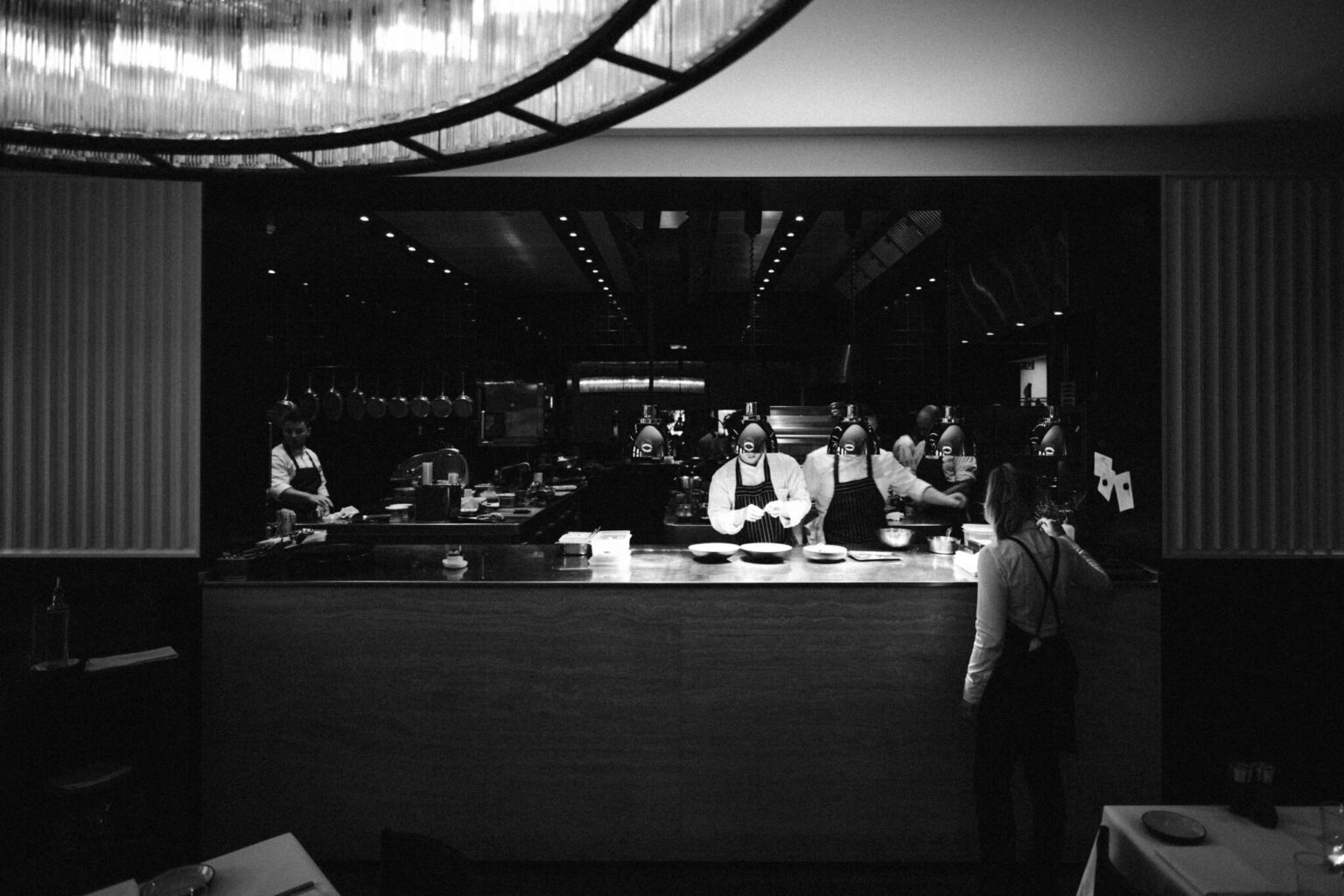 Kitchen brigade at work in Harry’s open kitchen